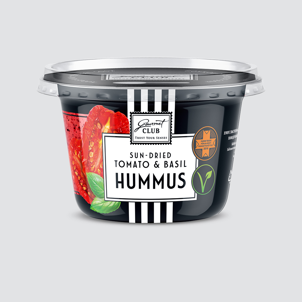 Hummus with sun-dried tomato & basil